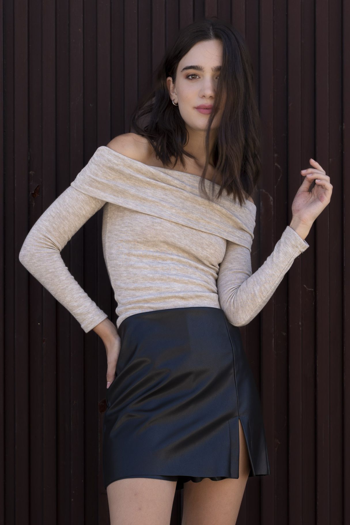 MINI FALDA PANTALÓN EFECTO PIEL S/L