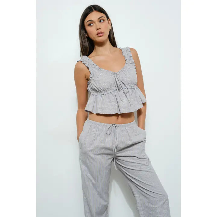 TOP BABYDOLL DE RAYAS M/L
