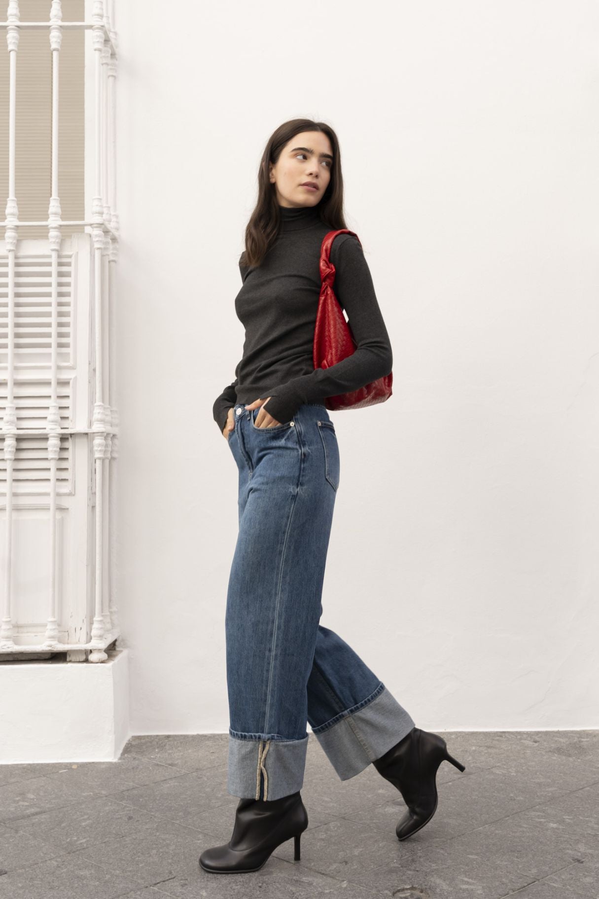 JEANS TURN UP WIDE LEG 34/36